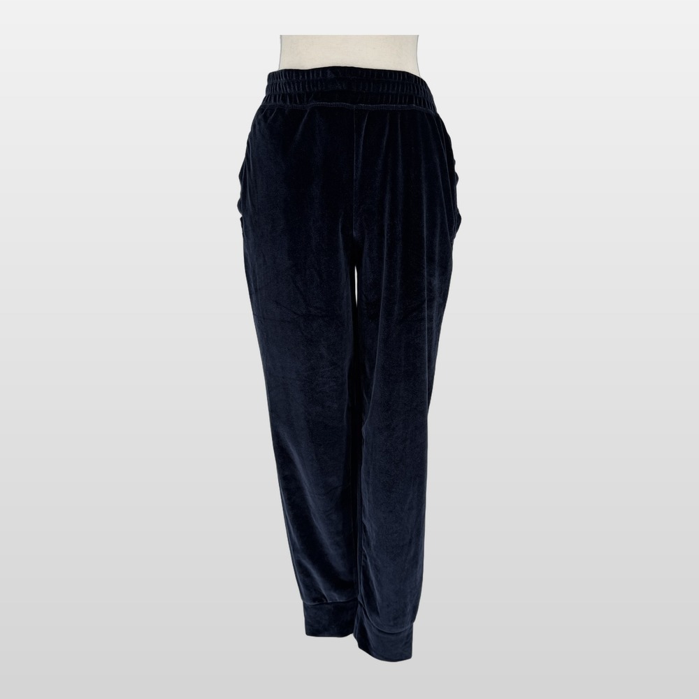 Fabletics Navy Blue Velour Joggers Womens S Velvet High Waist Lounge Pants Soft